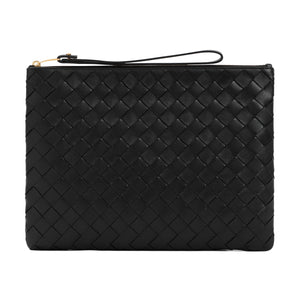 BOTTEGA VENETA Stylish Leather Flat Pouch Handbag for Women