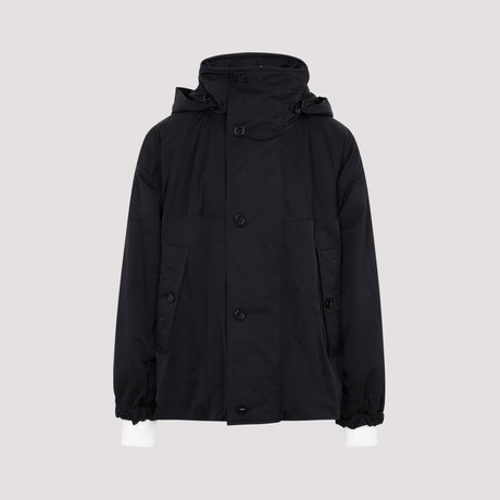Men's Black Hooded Nylon Jacket for FW23