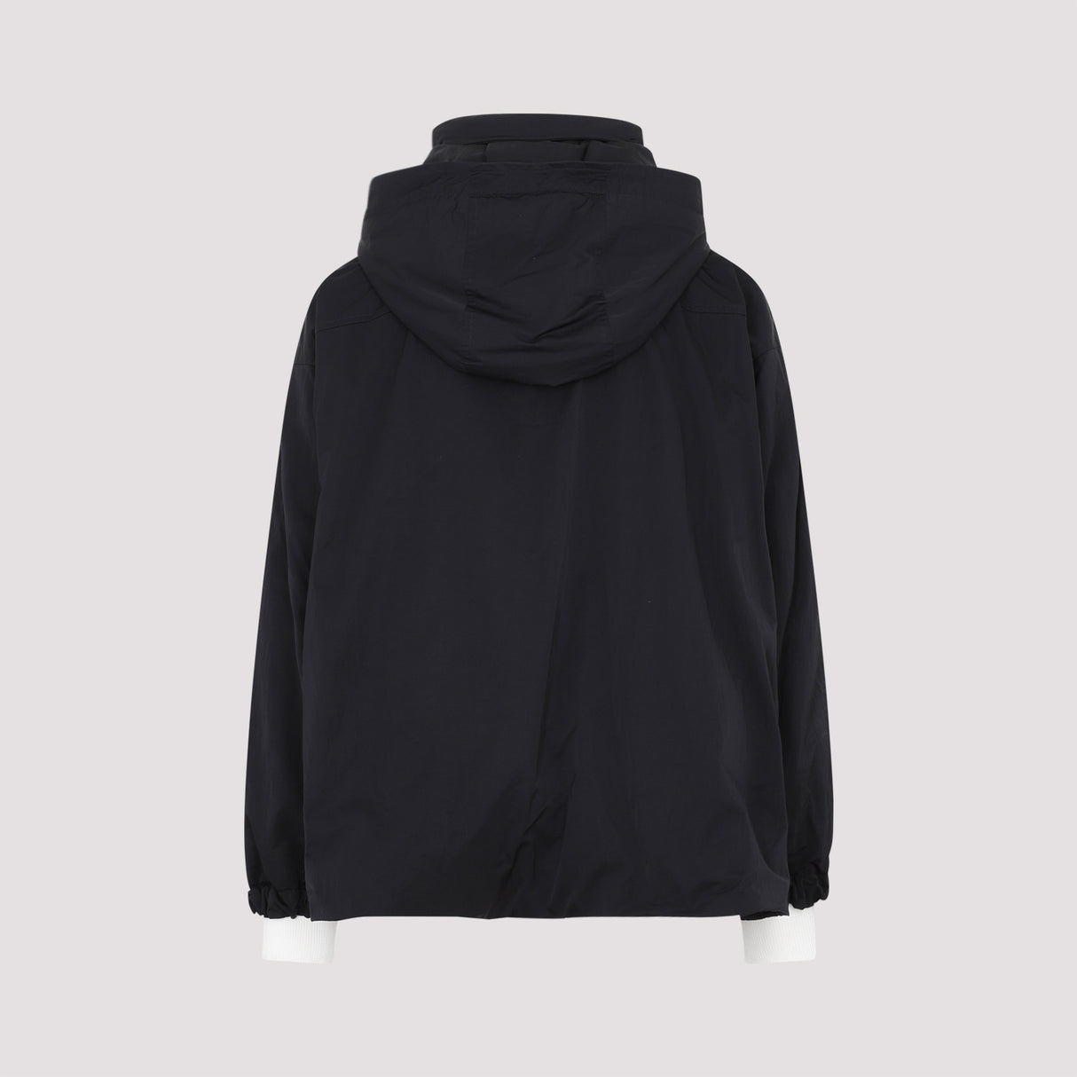 Men's Black Hooded Nylon Jacket for FW23