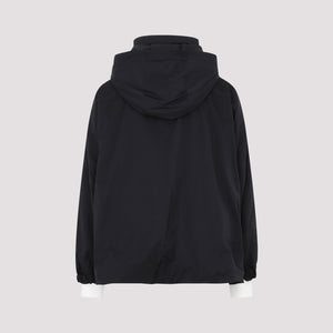 Men's Black Hooded Nylon Jacket for FW23