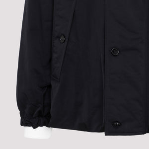 Men's Black Hooded Nylon Jacket for FW23