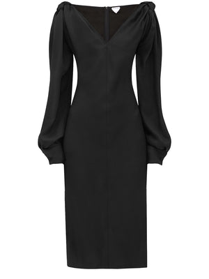 BOTTEGA VENETA Women's Black Knotted Midi Dress for FW23