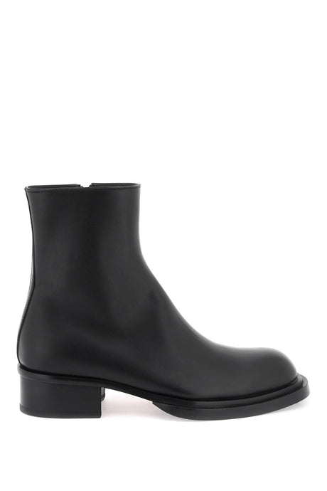 ALEXANDER MCQUEEN Black Leather Cuban Boots for Men