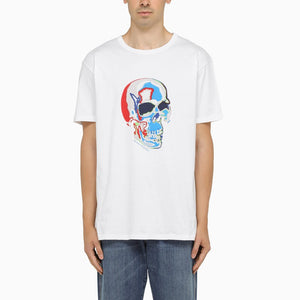 Men's White Skull Print T-Shirt