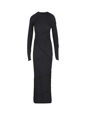 Spiral Knit Dress - Ribbed Knit, Visible Stitches, فستان صوفي محبوك - فخاري، غرز مرئية، للنساء FW23