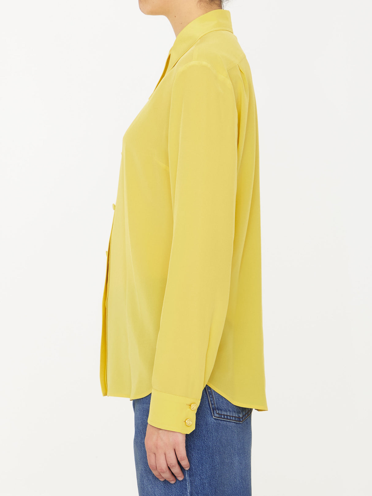 GUCCI Luxurious and Chic Crepe of China Silk Shirt in Bold Yellow