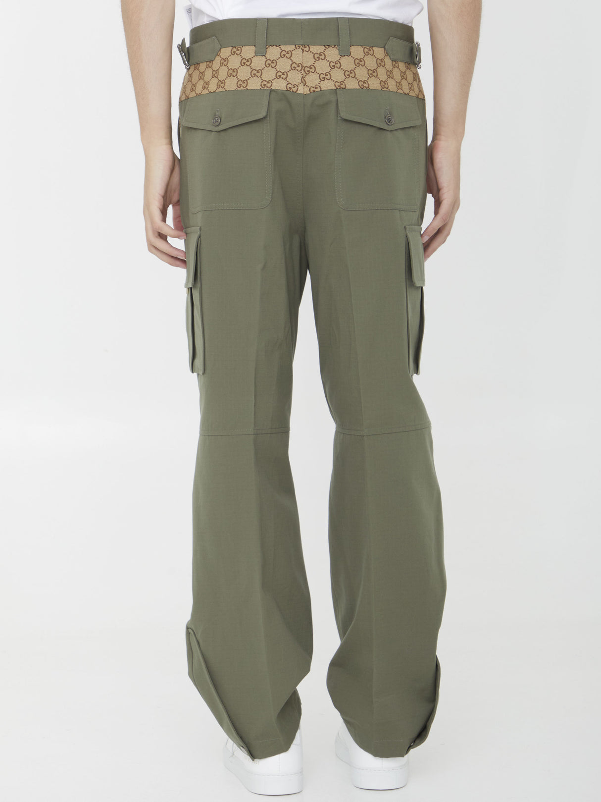 GUCCI Men's FW23 Cotton Cargo Trousers in Green