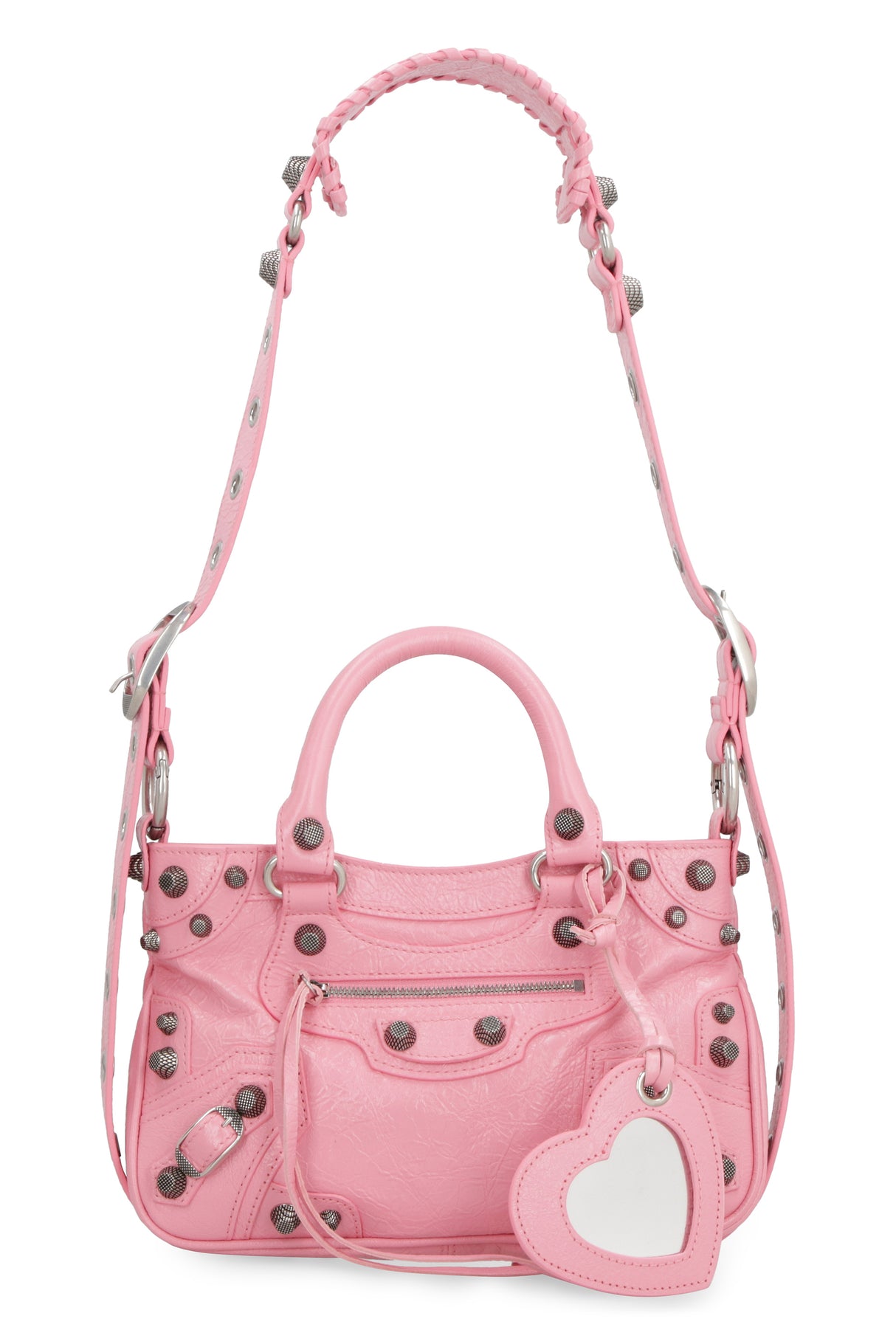 Girly Pink Leather Tote Handbag for Women