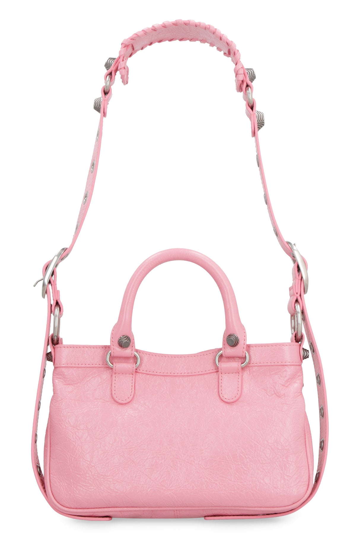 Girly Pink Leather Tote Handbag for Women