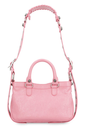 BALENCIAGA Pink Leather Tote Handbag with Metal Studs and Buckles for Women