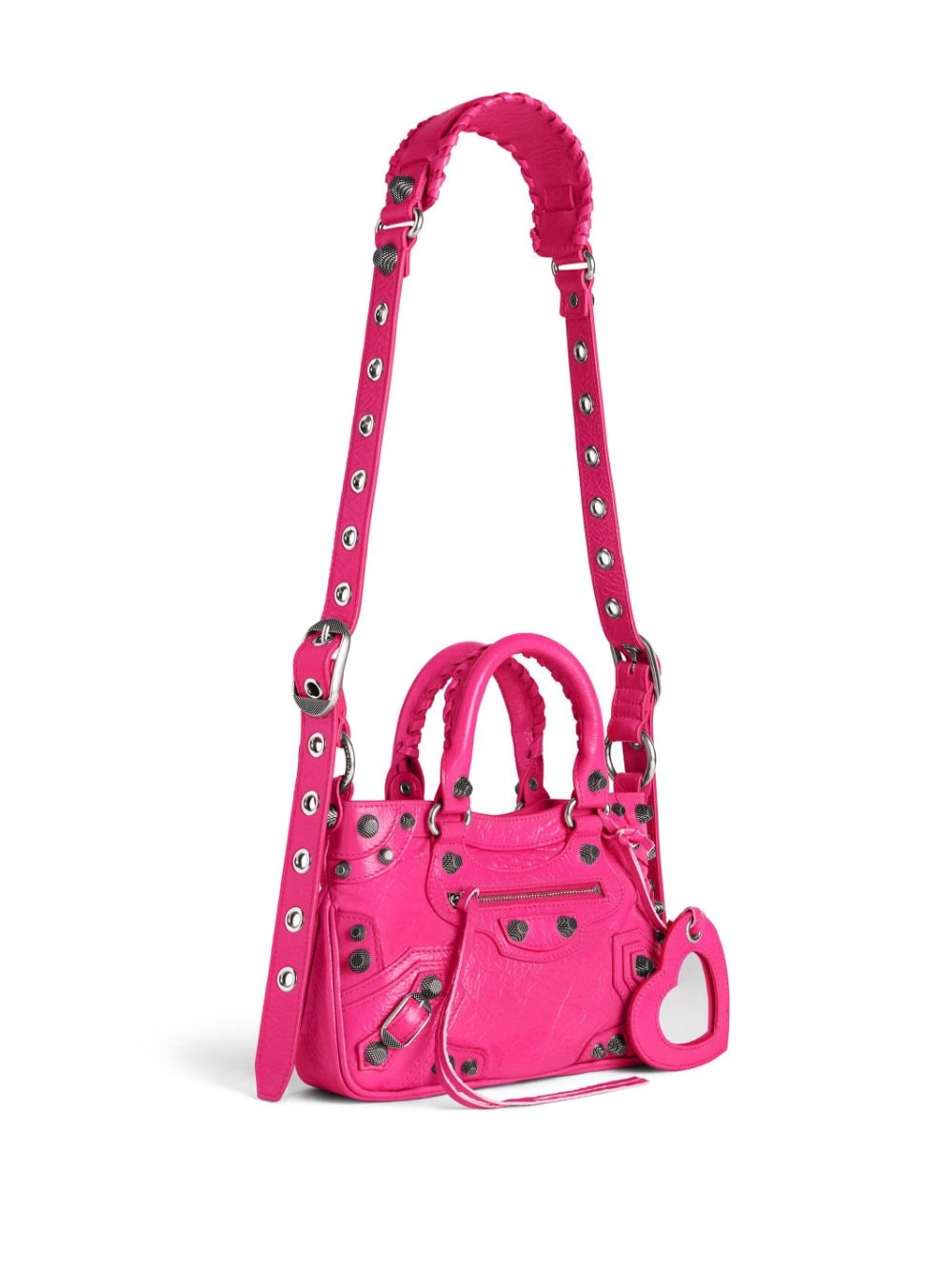 BALENCIAGA Fuchsia Pink Small Neo Cagole Lambskin Tote with Silver-Tone Details and Eco-Friendly Rating