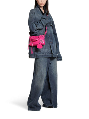 BALENCIAGA Fuchsia Pink Small Neo Cagole Lambskin Tote with Silver-Tone Details and Eco-Friendly Rating