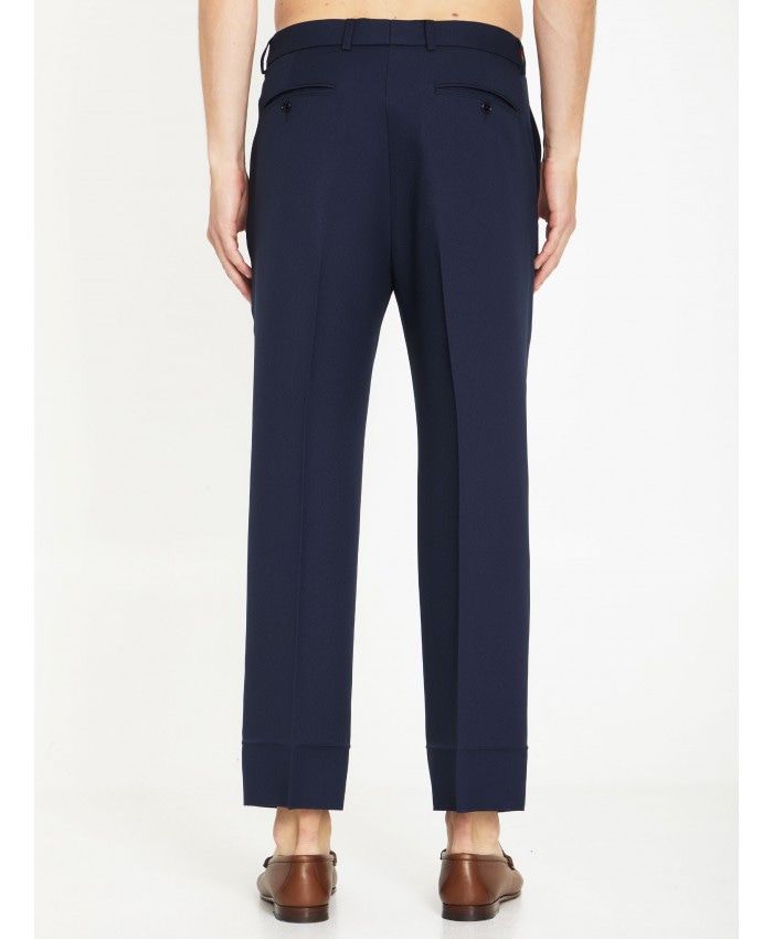 Navy Blue Elastic Detail Fluid Drill Trousers - FW23