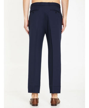 Navy Blue Elastic Detail Fluid Drill Trousers - FW23