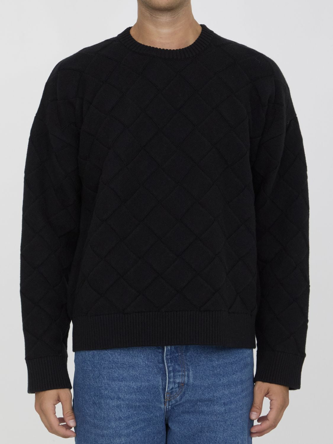 BOTTEGA VENETA Intrecciato Pattern Wool Blend Sweater - Regular Fit