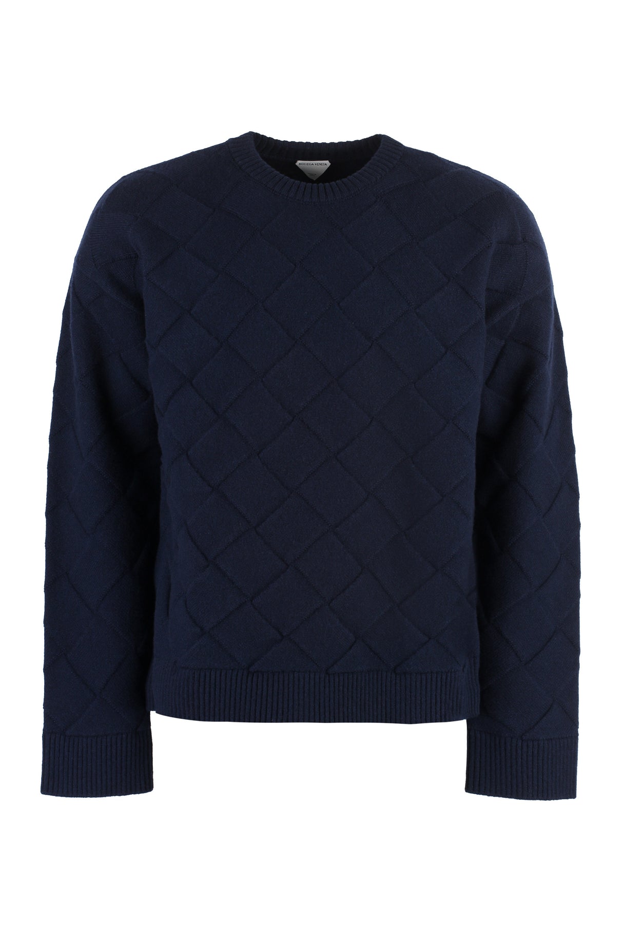 BOTTEGA VENETA Blue Crew-Neck Wool Sweater for Men - FW23 Collection