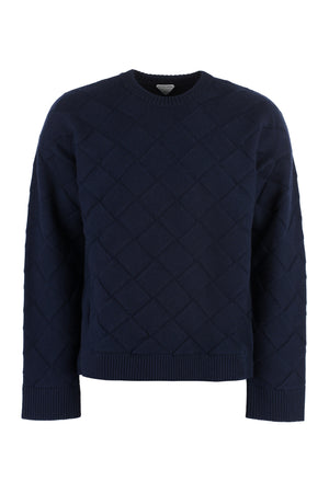 BOTTEGA VENETA Blue Crew-Neck Wool Sweater for Men - FW23 Collection