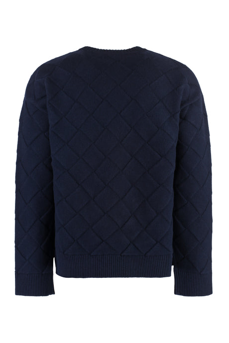 BOTTEGA VENETA Blue Crew-Neck Wool Sweater for Men - FW23 Collection