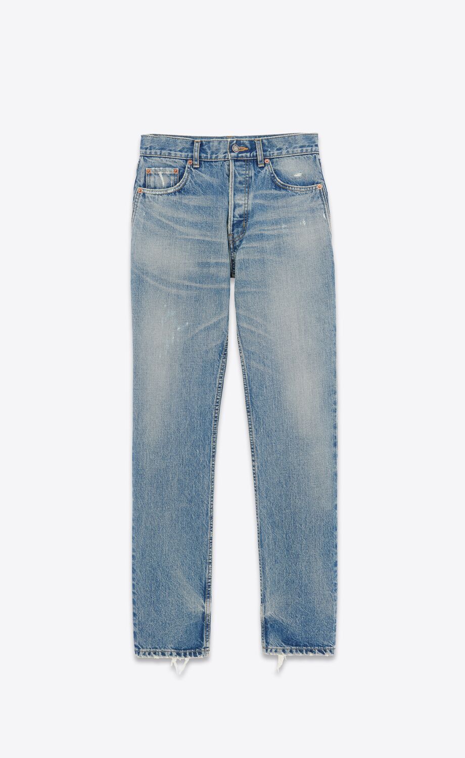 SAINT LAURENT Classic Blue Denim Straight Pants for Men - 24SS Collection