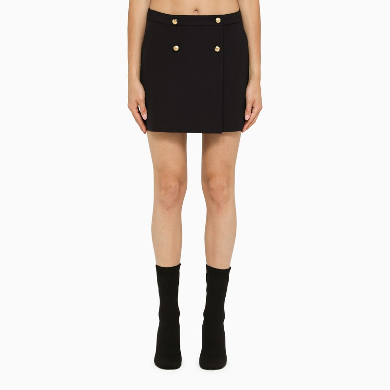 ALEXANDER MCQUEEN Blue Mini Wrap Skirt with Seal Buttons for Women - FW23 Collection