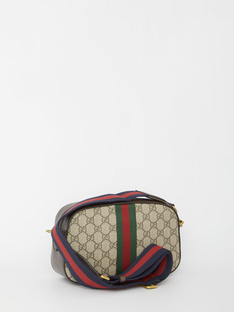 GUCCI Handbag with Green-Red-Green Web Detail, Adjustable Strap, and Aged Gold-Tone Hardware