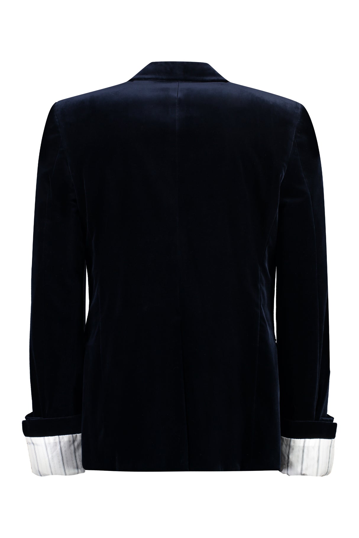 Blue Single-Breasted Velvet Jacket for Men