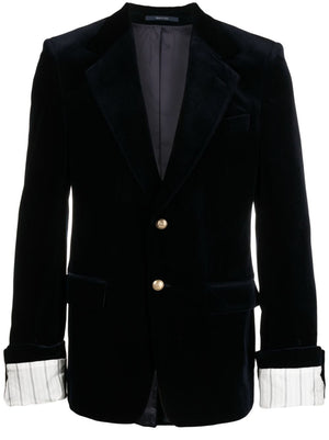 GUCCI Navy Blue Detachable-Sleeved Single-Breasted Jacket for Men in FW23