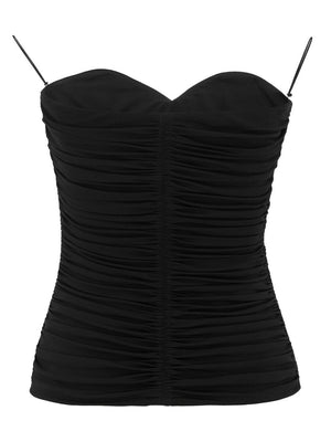 SAINT LAURENT Black Ruched Strapless Top for Women - FW23