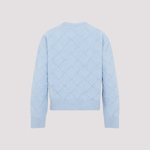 BOTTEGA VENETA Light Blue Crew-Neck Wool Sweater for Women