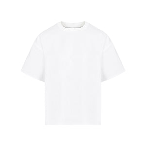 女性用ホワイトコットンクルーネックTシャート SS24コレクション