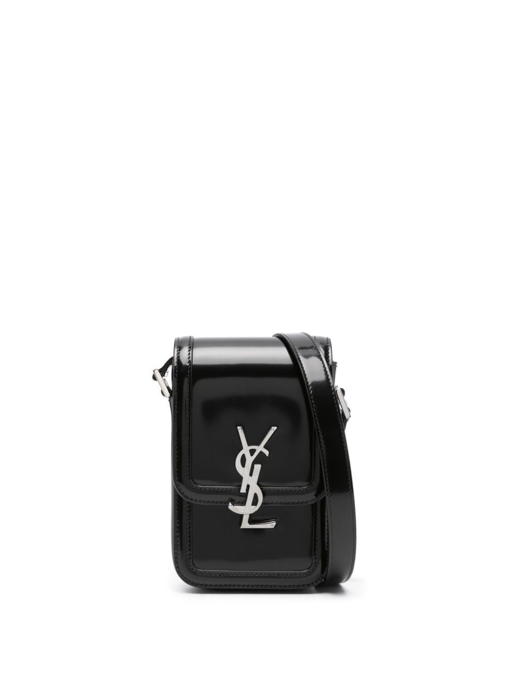 SAINT LAURENT Stylish Black Leather Foldover Shoulder Bag for Men - SS24 Must-Have