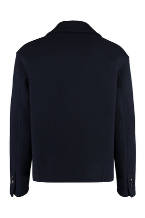 Blue Wool Blend Peacoat for Men - FW23