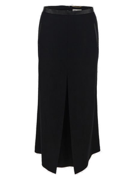SAINT LAURENT Luxurious Raffia Skirt in Deep Black for Women - FW23
