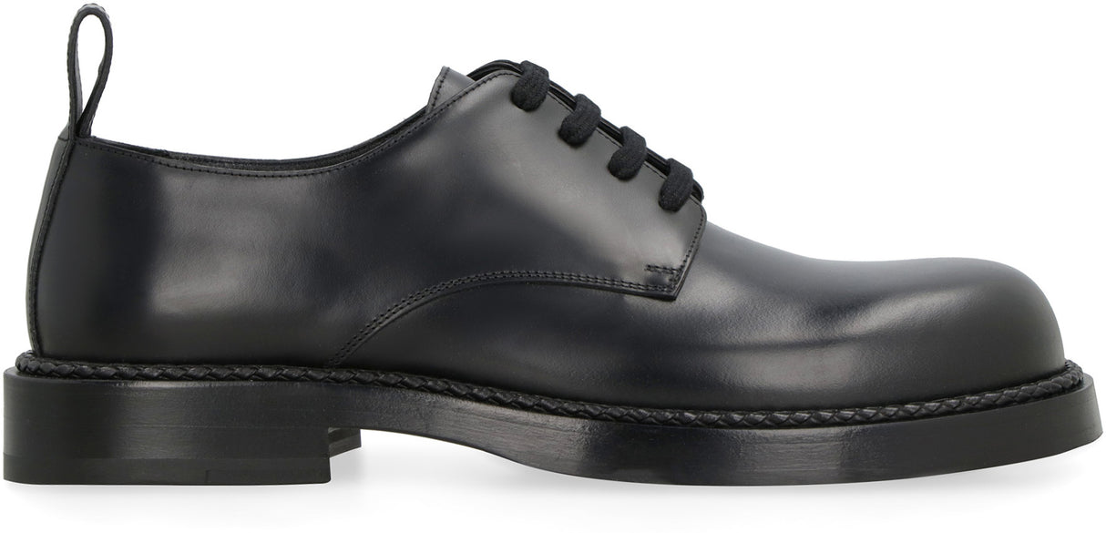 Men's Black Lace-Up Calfskin Shoes for FW24 by Bottega Veneta