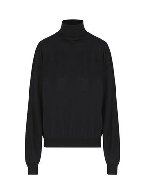 SAINT LAURENT Black Turtleneck Wool Pullover for Women