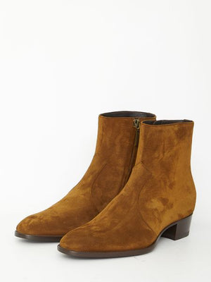 SAINT LAURENT Land-Coloured Suede Ankle Boot for Men