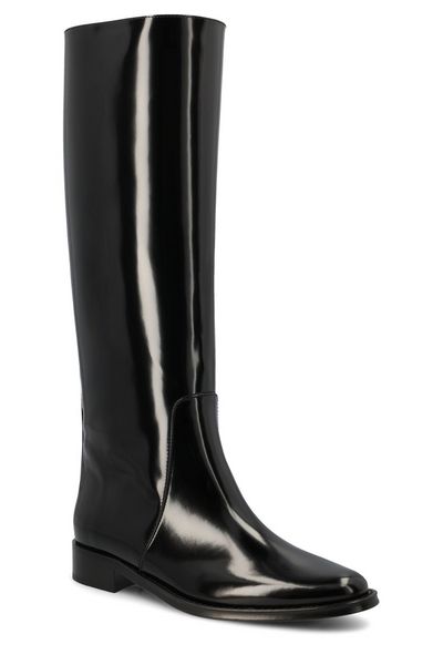 SAINT LAURENT Black Leather High Boots for Women - FW23 Season