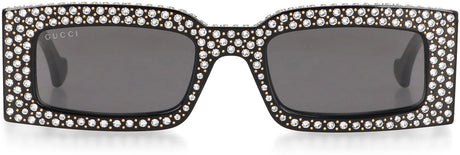 GUCCI Black Rectangular Frame Rhinestone Sunglasses for Women