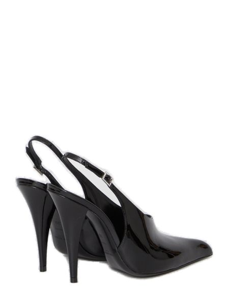 SAINT LAURENT Raven Pointed-Toe Slingback Pumps in Black for Women