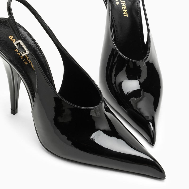 SAINT LAURENT Raven Pointed-Toe Slingback Pumps in Black for Women