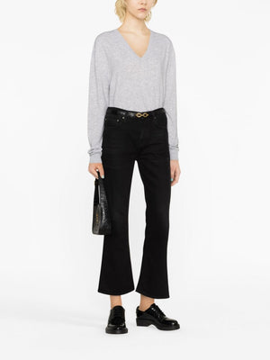 SAINT LAURENT Luxurious Cashmere V-Neck Sweater - Gray for Women