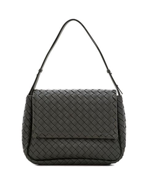 BOTTEGA VENETA Luxe Leather Raffia Messenger Bag