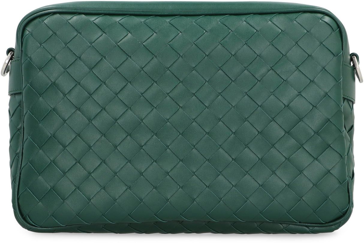 BOTTEGA VENETA Green Intrecciato Leather Camera Handbag for Men