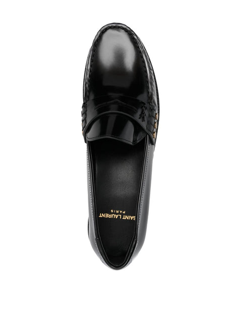 Stylish Black Leather Loafers for Women from Saint Laurent FW23 Collection