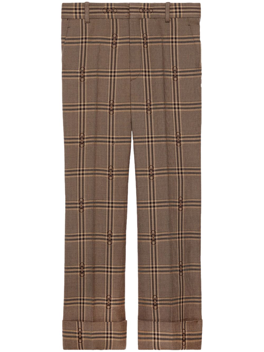 GUCCI Sophisticated Checkered Design Wool Trousers for Women