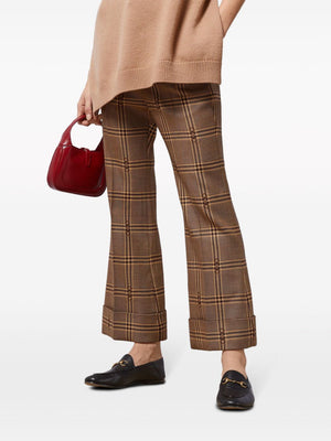 GUCCI Sophisticated Checkered Design Wool Trousers for Women