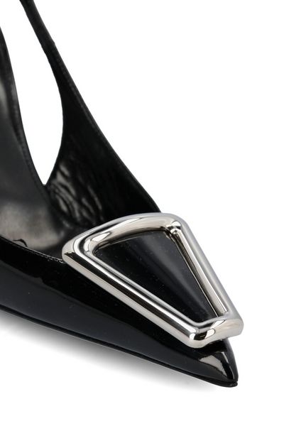 SAINT LAURENT Elegant Black Leather Pointed Toe Slingback Pumps for Women