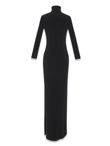 SAINT LAURENT Elegant Wool Turtleneck Dress with Side Slit