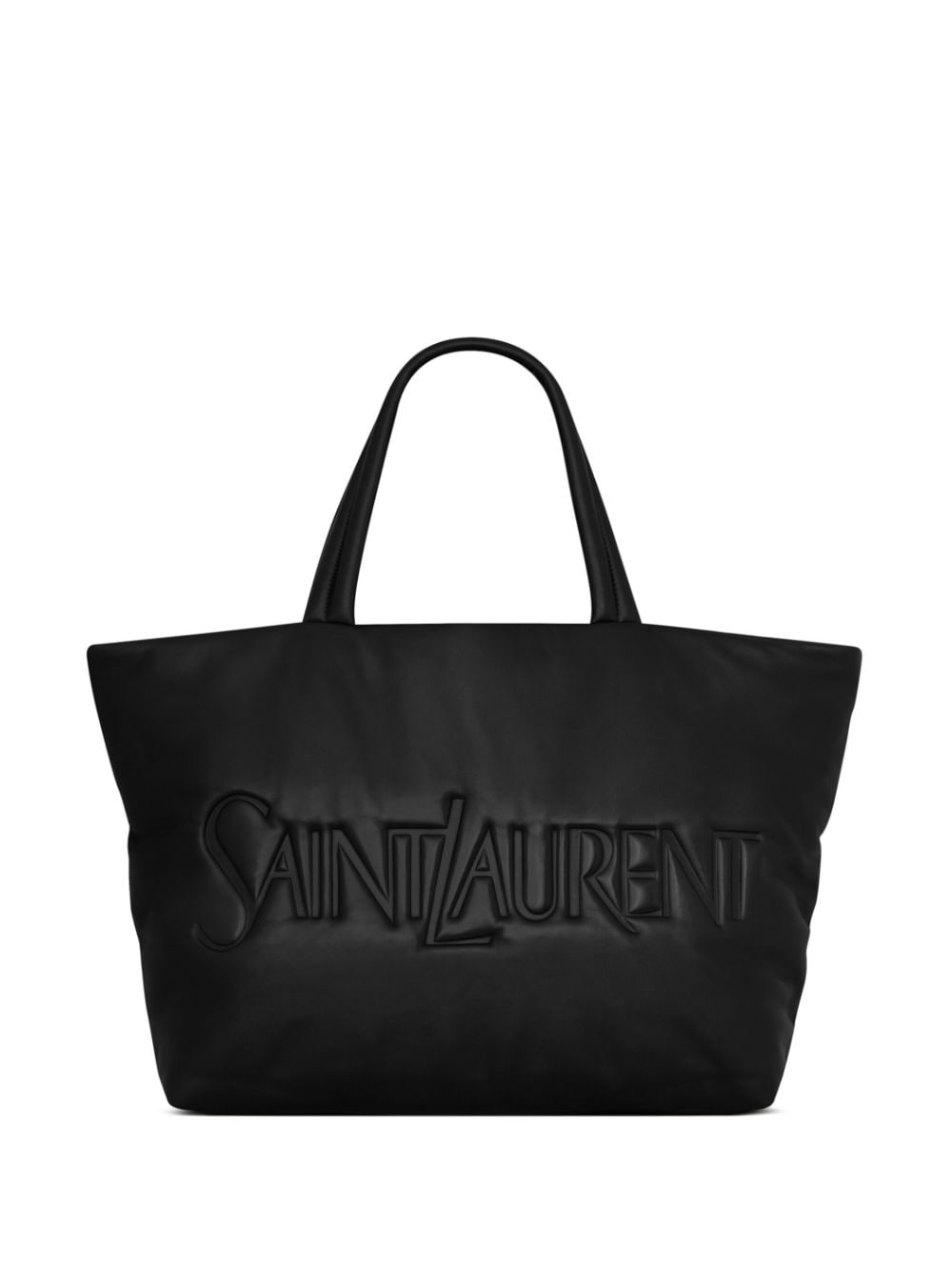 Men's Black Leather Tote Handbag with Logo Detail