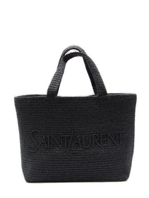 Túi Tote đen Rafia thêu chữ ký Saint Laurent